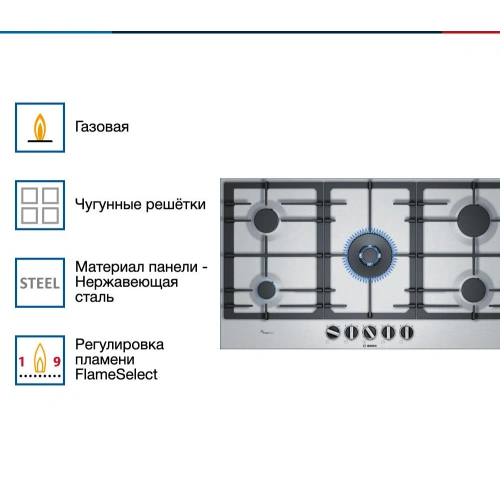 Газовая варочная панель Bosch PCR9A5B90M
